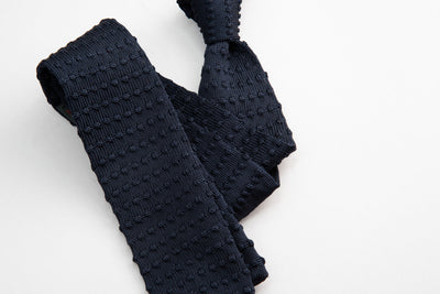 Sozzi Knitted Dot Tie - Navy