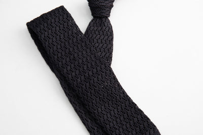 Sozzi Knitted ZigZag Tie - Charcoal