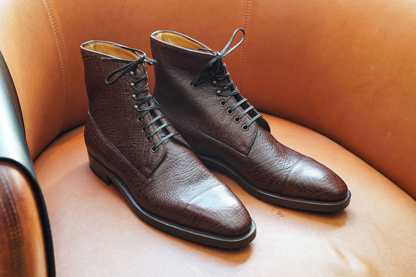 GMTO - Enzo Bonafé Derby Boot Chestnut Kudu - 50% deposit