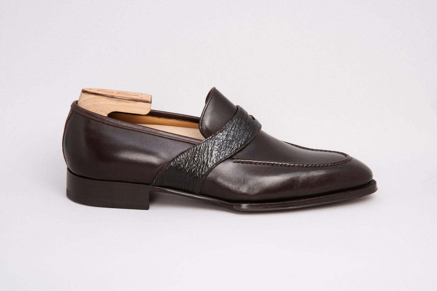 靴 Enzo Bonafe BUCKLE STRAP LOAFER Enzo Bonafé Full Strap Loafer Dark Brown Calf / Shark