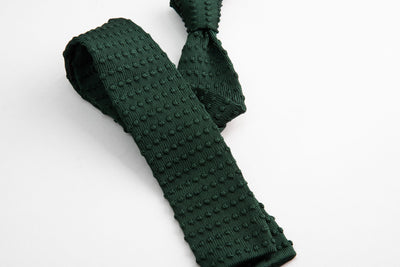 Sozzi Knitted Dot Tie - Forest