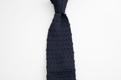 Sozzi Knitted Dot Tie - Navy