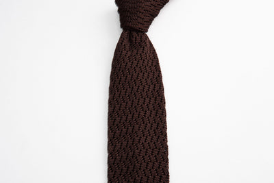 Sozzi Knitted ZigZag Tie - Espresso