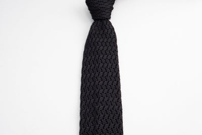 Sozzi Knitted ZigZag Tie - Charcoal