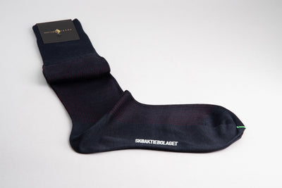 Sozzi Pinstripe Socks - Navy / Burgundy