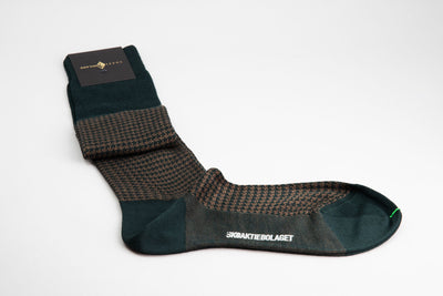 Sozzi Wool Houndstooth Socks - Forest Choco