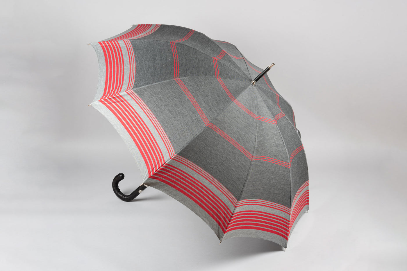 Francesco Maglia Umbrella Grey Crimson Stripes