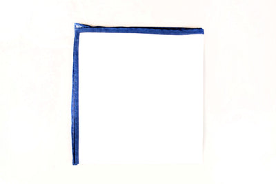 Sozzi Pocket Square - Linen White & Blue